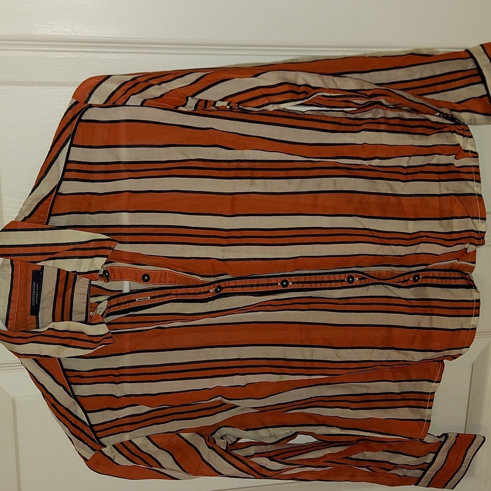 Scotch & Soda orange striped button down Kid 10